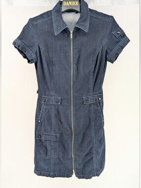 Mexx Dark Indigo Denim Dress With Full Length Zipper